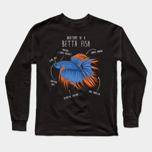 Betta Fish Siamese Fighting Fish Anatomy Long Sleeve T-Shirt